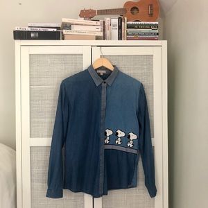 Snoopy Denim Button-Down Shirt